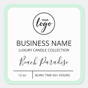 Zakelijke Logo Mint Border Soy Candle Labels
