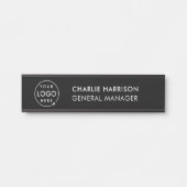 Zakelijke Logo | Modern Black Company Kantoor Deurbordje (Voorkant)