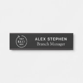 Zakelijke Logo | Modern Black Company Kantoor Deurbordje (Voorkant)