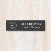 Zakelijke Logo | Modern Black Company Kantoor Deurbordje (Voorkant)