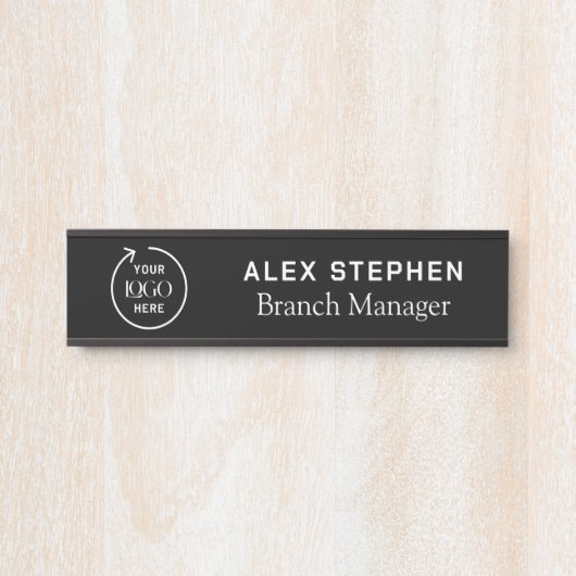 Zakelijke Logo | Modern Black Company Kantoor Deurbordje (Voorkant)