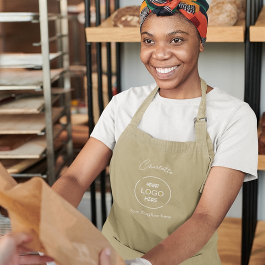 Zakelijke Logo Modern Minimal Company Branded Beig Schort