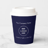 Zakelijke Logo Modern Minimal Company Branded Navy Papieren Bekers (Voorkant)