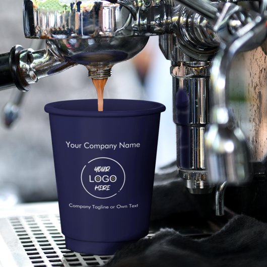 Zakelijke Logo Modern Minimal Company Branded Navy Papieren Bekers