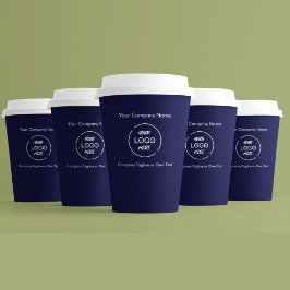 Zakelijke Logo Modern Minimal Company Branded Navy Papieren Bekers