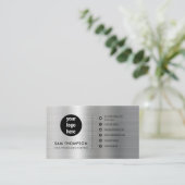 Zakelijke Logo Modern Minimalistisch QR Code Zilve Visitekaartje (Staand voorkant)