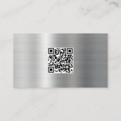 Zakelijke Logo Modern Minimalistisch QR Code Zilve Visitekaartje (Achterkant)
