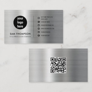 Zakelijke Logo Modern Minimalistisch QR Code Zilve Visitekaartje