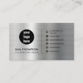 Zakelijke Logo Modern Minimalistisch QR Code Zilve Visitekaartje (Voorkant)