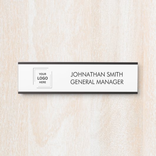 Zakelijke Logo | Moderne aangepaste personeelsdeur Deurbordje (Voorkant)