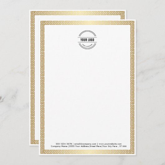 Zakelijke Logo | Moderne, minimale gouden grens Bedankkaart (Voorkant / Achterkant)