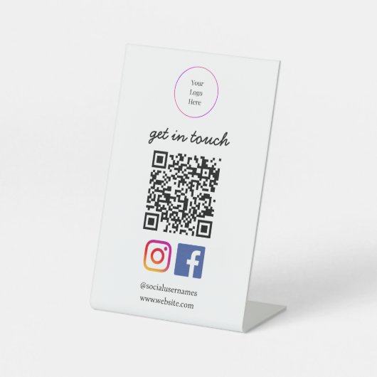 Zakelijke Logo | Moderne QR Code Sjabloon Reclamebord Met Voetstuk (Voorkant)