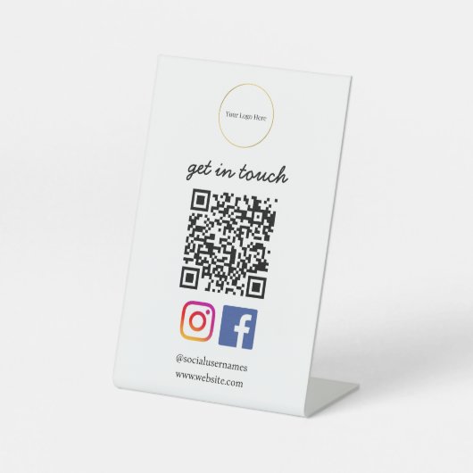 Zakelijke Logo | Moderne QR Code Sjabloon Reclamebord Met Voetstuk (Voorkant)