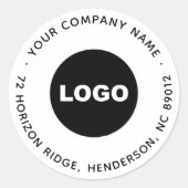Zakelijke Logo Moderne ronde retour adres slogan Ronde Sticker (Voorkant)