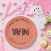 Zakelijke logo monogram roze cirkel papier bord (Feest)