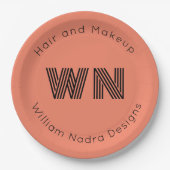 Zakelijke logo monogram roze cirkel papier bord (Voorkant)