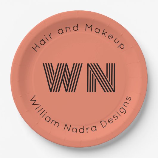 Zakelijke logo monogram roze cirkel papier bord (Voorkant)