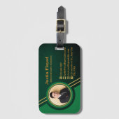 Zakelijke Logo Naam Afbeelding Groen en Goud Moder Bagagelabel (Voorkant (verticaal))