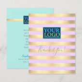 Zakelijke Logo, Naam Goud & Lila Strepen, Mt.Green Bedankkaart (Voorkant / Achterkant)