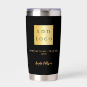 Zakelijke logo naam handtekening zwart goud geïsoleerde drinkbeker (Voorkant)