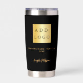 Zakelijke logo naam handtekening zwart goud geïsoleerde drinkbeker (Achterkant)