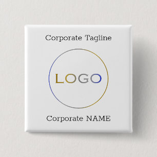 Zakelijke Logo Naam Tagline Promotioneel Vierkante Button 5,1 Cm