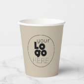 Zakelijke Logo Natuurlijke Taupe Papier Party Cup Papieren Bekers (Voorkant)