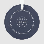 Zakelijke Logo | Navy Blue Corporate Kerstmis Ornament (achterkant)