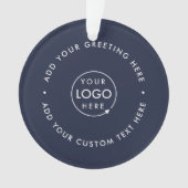 Zakelijke Logo | Navy Blue Corporate Kerstmis Ornament (voorkant)