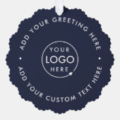 Zakelijke Logo | Navy Blue Corporate Kerstmis Ornament Kaart (Voorkant)