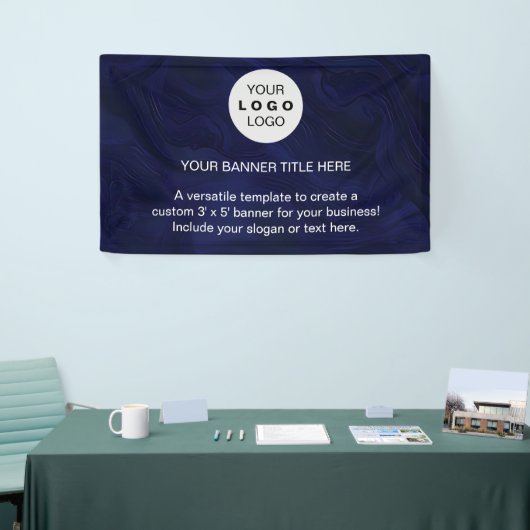 Zakelijke Logo Navy Blue Professional 5’ Spandoek (Beurs)