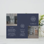 Zakelijke Logo Navy foto Modern Trifold Brochure (Staand voorkant)