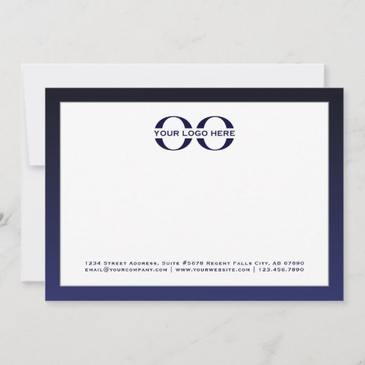 Zakelijke Logo Navy Wit 5x7 Note Kaart Notitiekaartje (Voorkant)