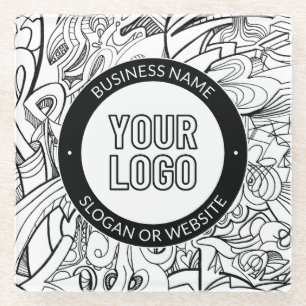 Zakelijke Logo of ontwerp & bewerkbare tekst Sjabl Glazen Onderzetter