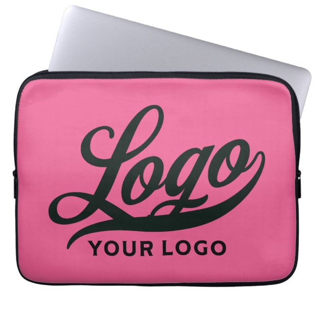 Zakelijke logo op Hot pink, bedrijfsmerk Custom Laptop Sleeve (Voorkant)