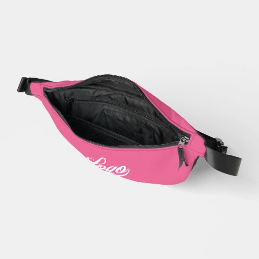 Zakelijke logo op Hot pink, Promotie Crossbody Heuptasje (Open)