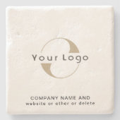 Zakelijke logo op kalksteen, Schone minimummerk Stenen Onderzetter (Voorkant)