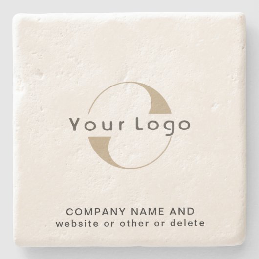 Zakelijke logo op kalksteen, Schone minimummerk Stenen Onderzetter (Voorkant)