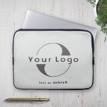 Zakelijke logo op Lichtgrijs, Schoon merk Bedrijf Laptop Sleeve<br><div class="desc">Aangepaste logo op minimale schone laptophoes. Voeg je logo en tekst toe.</div>