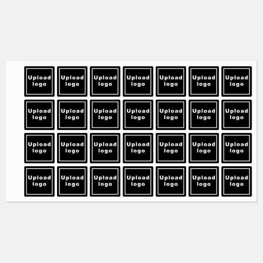 Zakelijke Logo op zwart vierkant, strijkstreep op Labels (Vel)