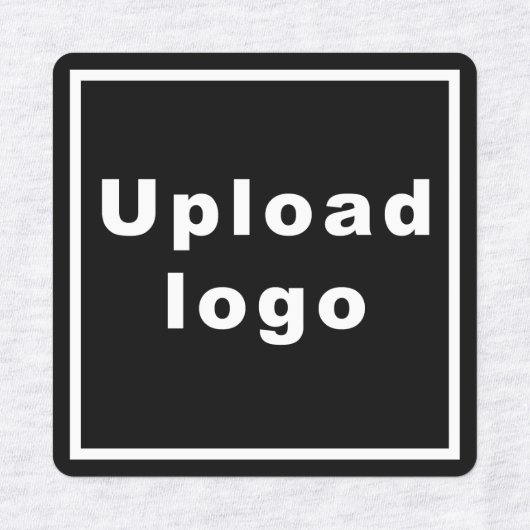 Zakelijke Logo op zwart vierkant, strijkstreep op Labels (Design 1)