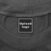 Zakelijke Logo op zwart vierkant, strijkstreep op Labels