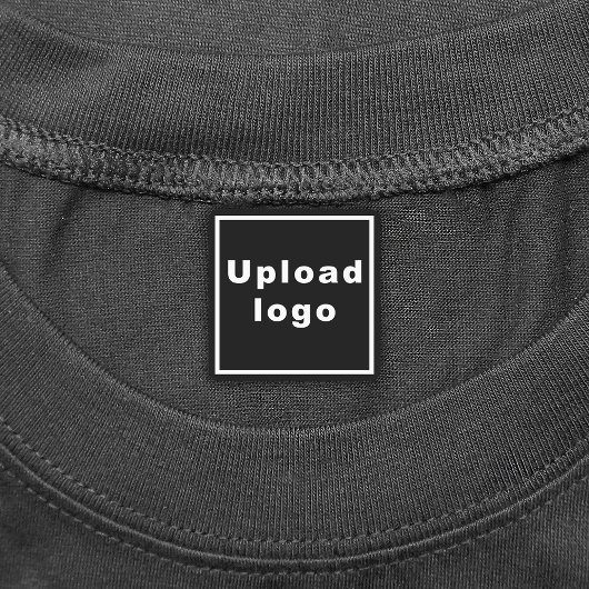 Zakelijke Logo op zwart vierkant, strijkstreep op  Labels