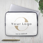 Zakelijke logo op Zwart Wit, Schoon merk Bedrijf Laptop Sleeve<br><div class="desc">Aangepaste logo op minimale schone laptophoes. Voeg je logo en tekst toe.</div>