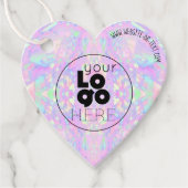 Zakelijke Logo Opal Iridescent Heart Shape Hang La Bedankjes Labels (Voorkant)
