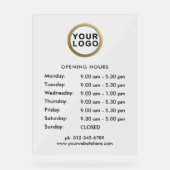 Zakelijke Logo openingstijden Acryl Bord (Voorkant)