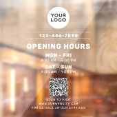 Zakelijke Logo & openingstijden met website QR cod Raamsticker (Vel 2)