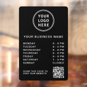 Zakelijke Logo Openingstijden QR code Zwart Raamsticker (Vel 2)