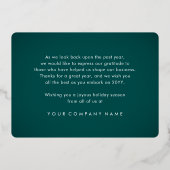 Zakelijke Logo Ornamenten Blauwgroen Green Christm Folie Feestdagenkaart (Achterkant)