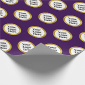 Zakelijke Logo Paarse White Gold Elegant Patroon Cadeaupapier (Hoek)